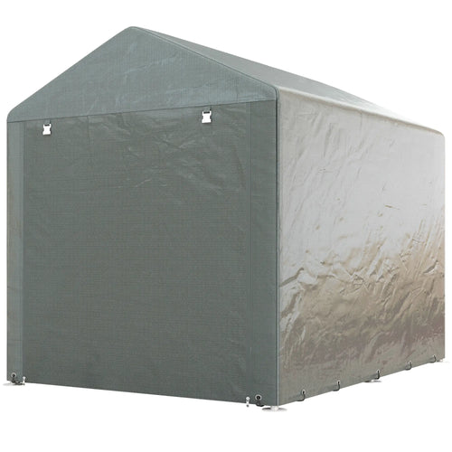 Portable Bicycle Shed, Galvanized Steel Frame, Large Door, Waterproof, Light Grey
