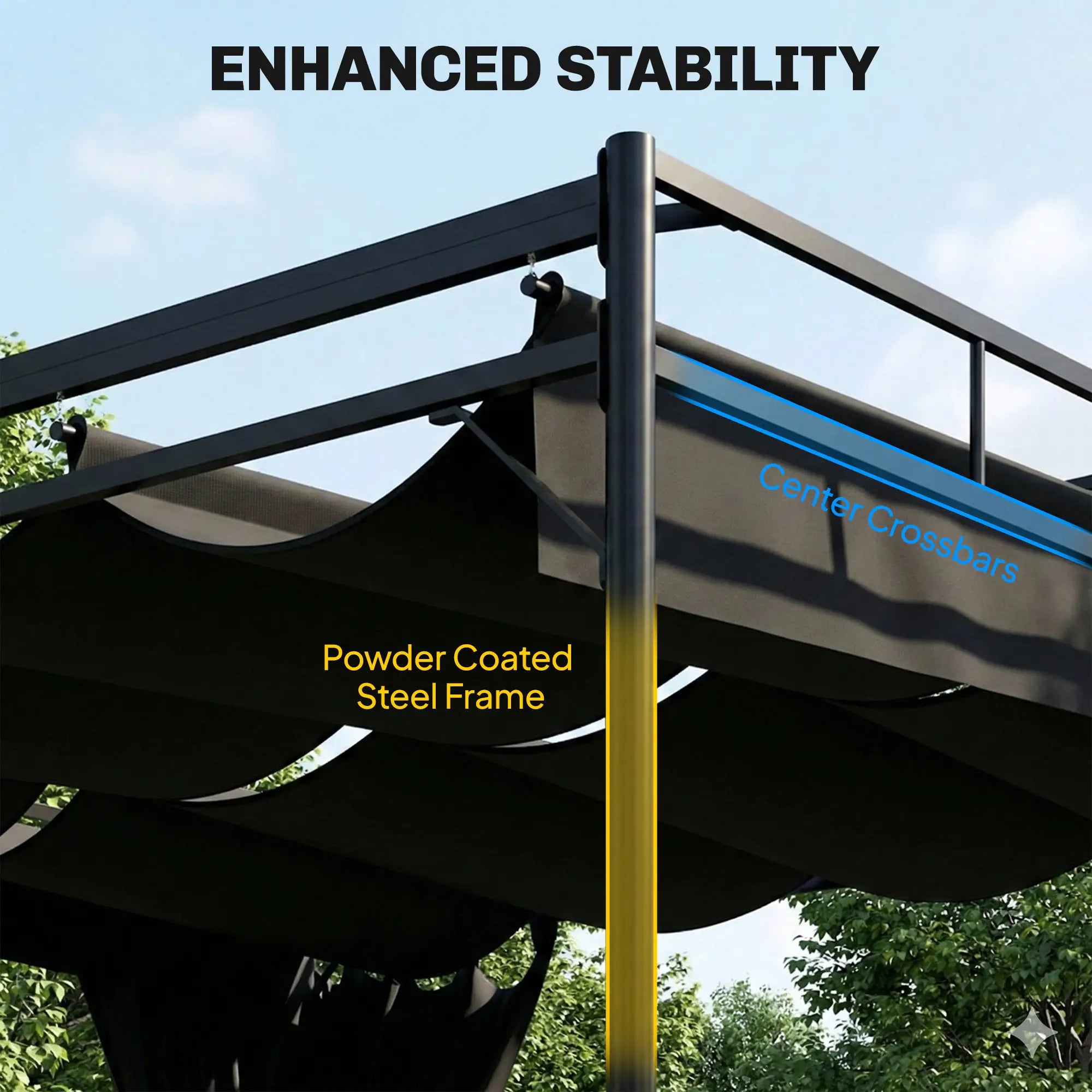 10' x 10' Retractable Pergola Canopy, Metal Garden Gazebo Sun Shade Pergolas at Gallery Canada