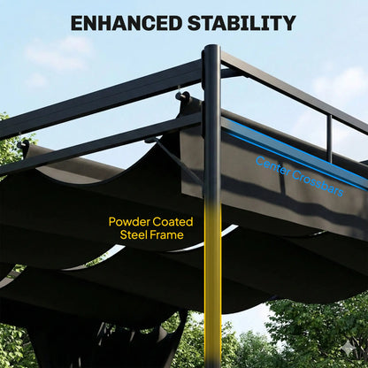 10' x 10' Retractable Pergola Canopy, Metal Garden Gazebo Sun Shade Pergolas at Gallery Canada