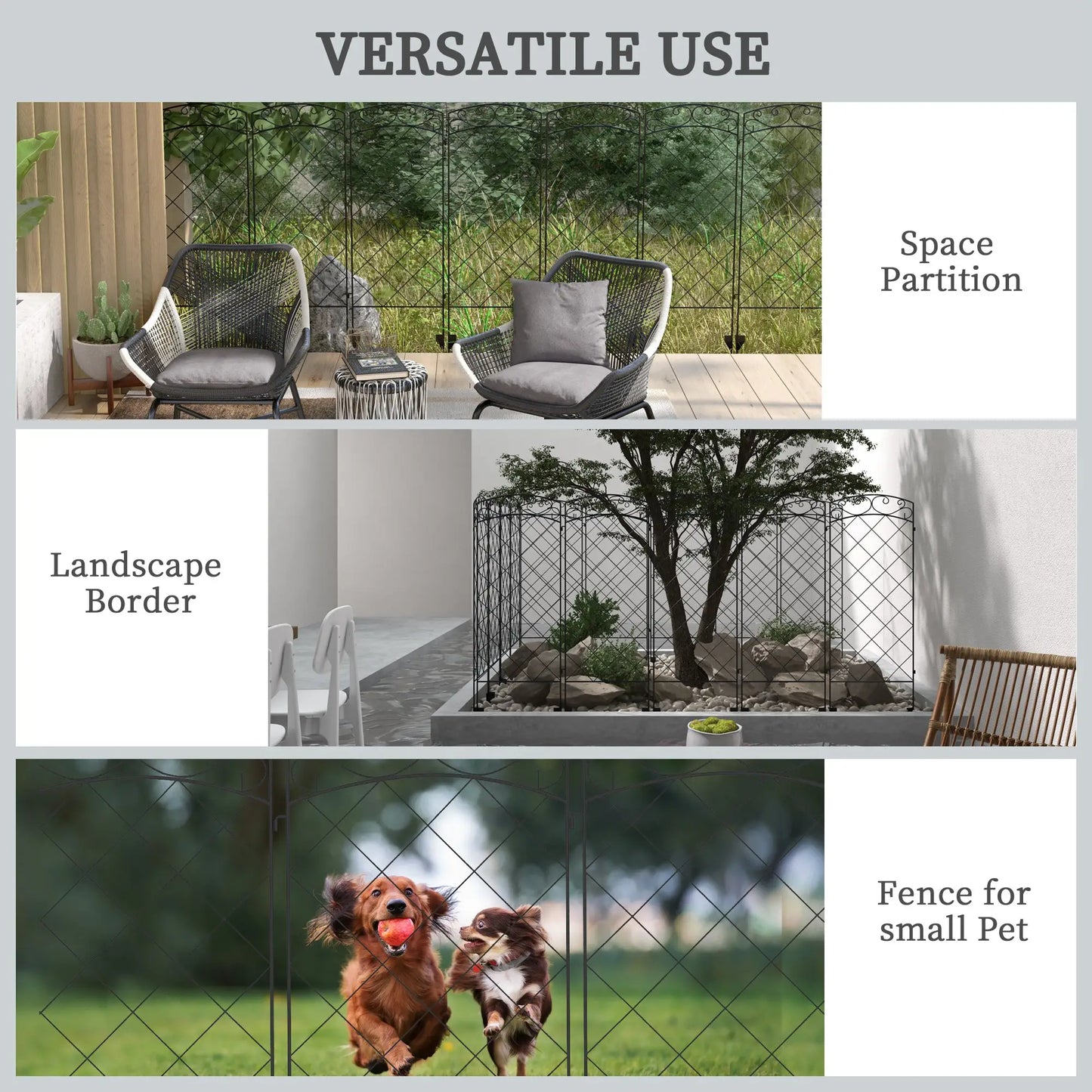 7 Pack Garden Fencing, Decorative Fence Panels, Animal Barrier, Flower Edging, Black Garden Fences at Gallery Canada