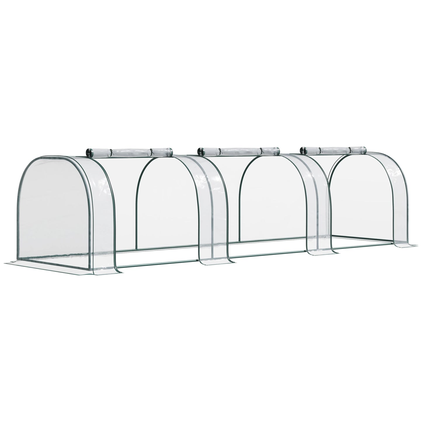 138"x39"x32" Transparent PVC Mini Tunnel Greenhouse, Steel Frame, Zipped Doors Mini Greenhouses Dark Green, Clear at Gallery Canada