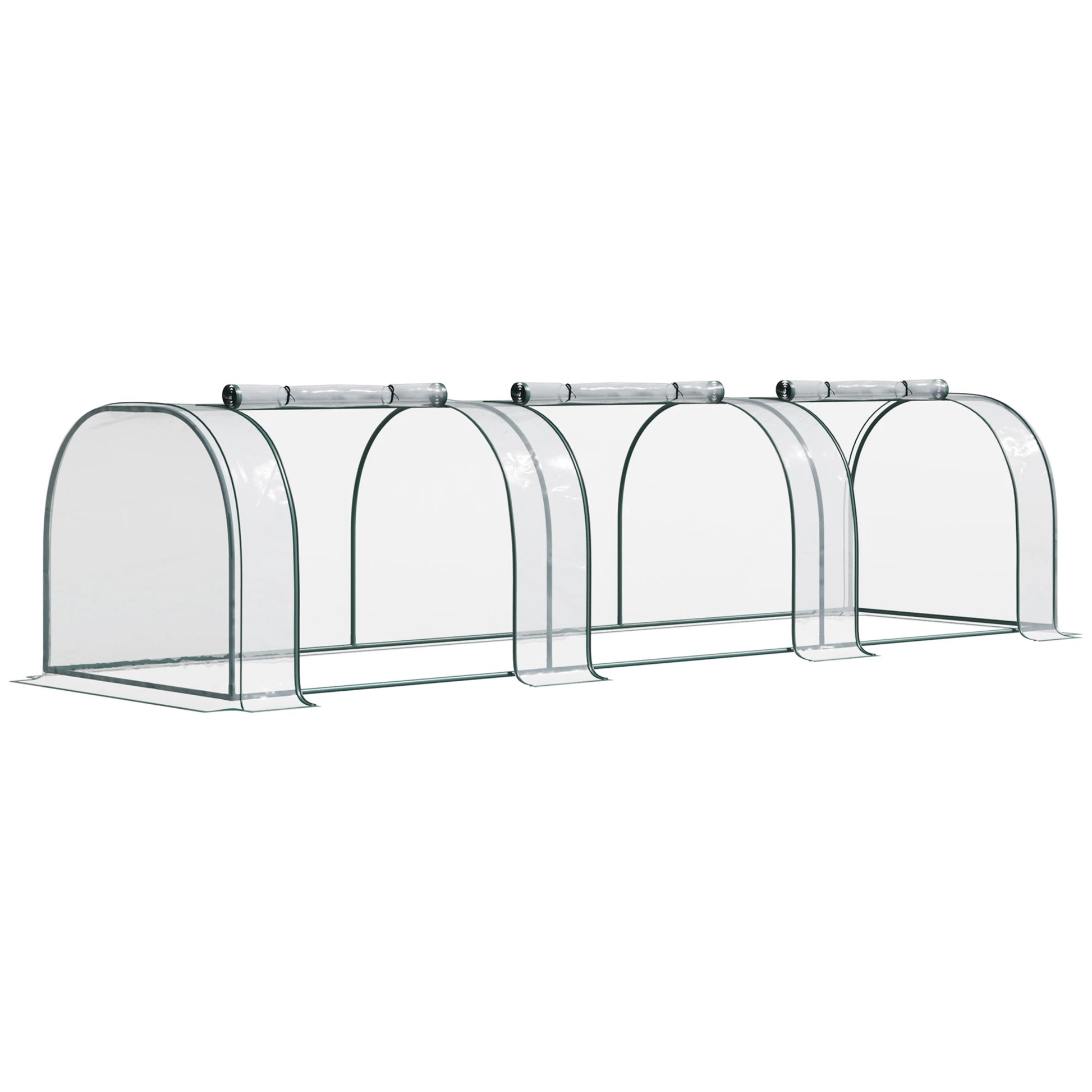 138"x39"x32" Transparent PVC Mini Tunnel Greenhouse, Steel Frame, Zipped Doors Mini Greenhouses Dark Green, Clear at Gallery Canada