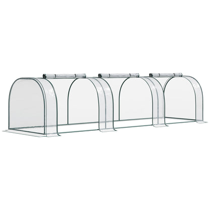 138"x39"x32" Transparent PVC Mini Tunnel Greenhouse, Steel Frame, Zipped Doors Mini Greenhouses Dark Green, Clear at Gallery Canada