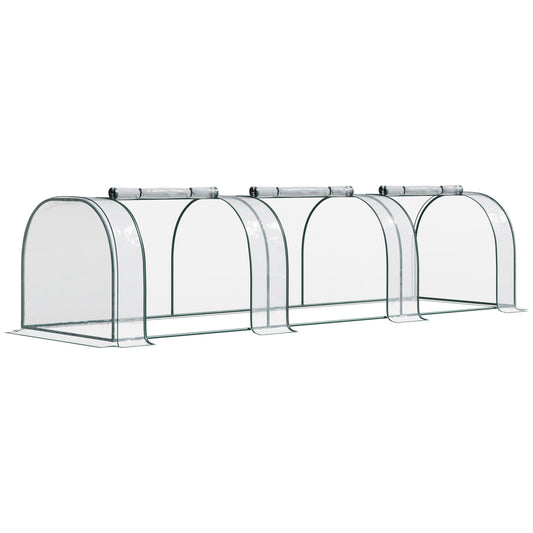 138"x39"x32" Transparent PVC Mini Tunnel Greenhouse, Steel Frame, Zipped Doors Mini Greenhouses Dark Green, Clear at Gallery Canada