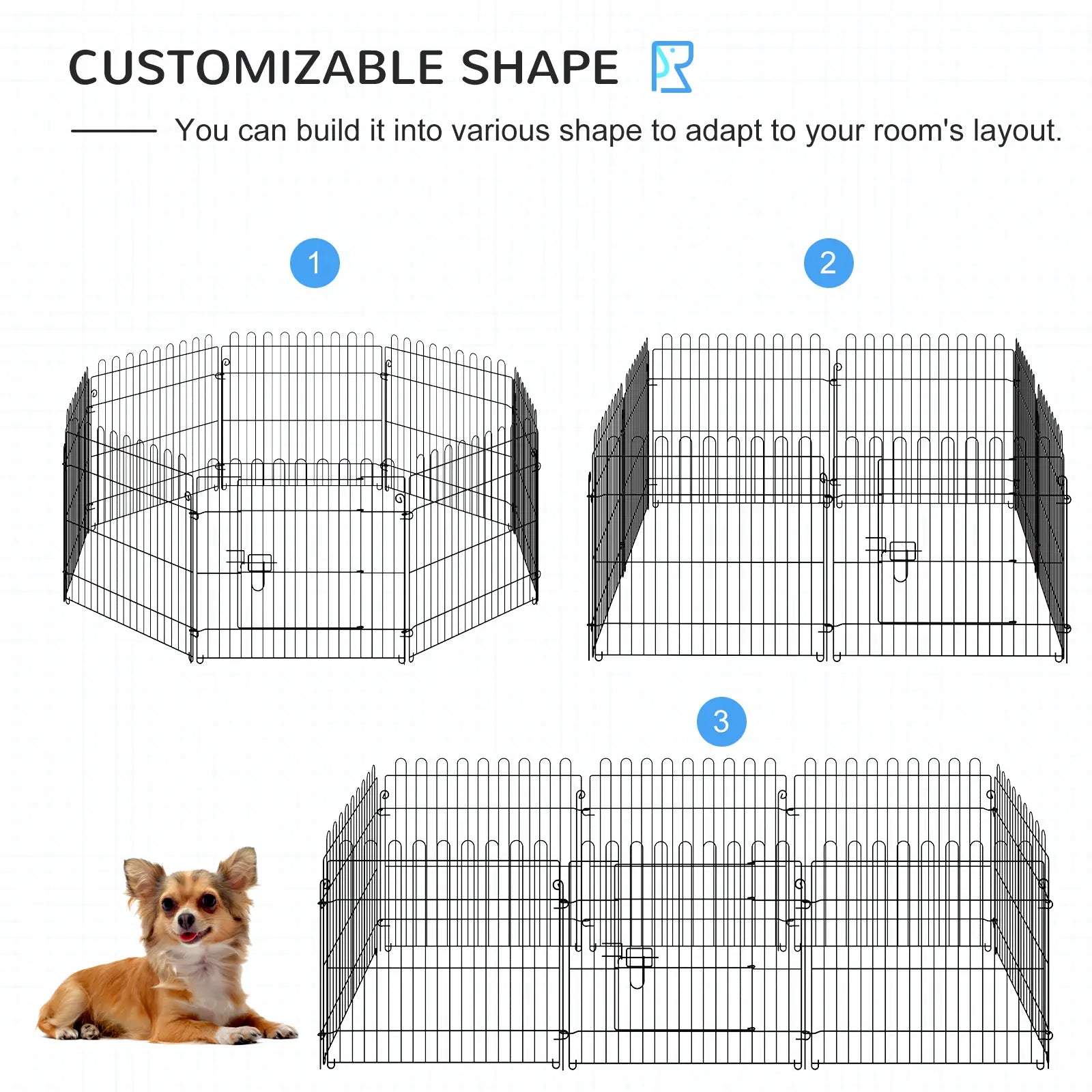 24inch 8-Panel Foldable Dog Playpen, Black Houses, Kennels & Pens at Gallery Canada