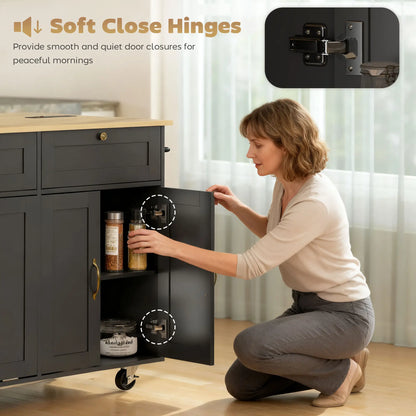 Kitchen Island Cart with Charging Station, Drop Leaf, Black Kitchen Islands & Kitchen Carts at Gallery Canada