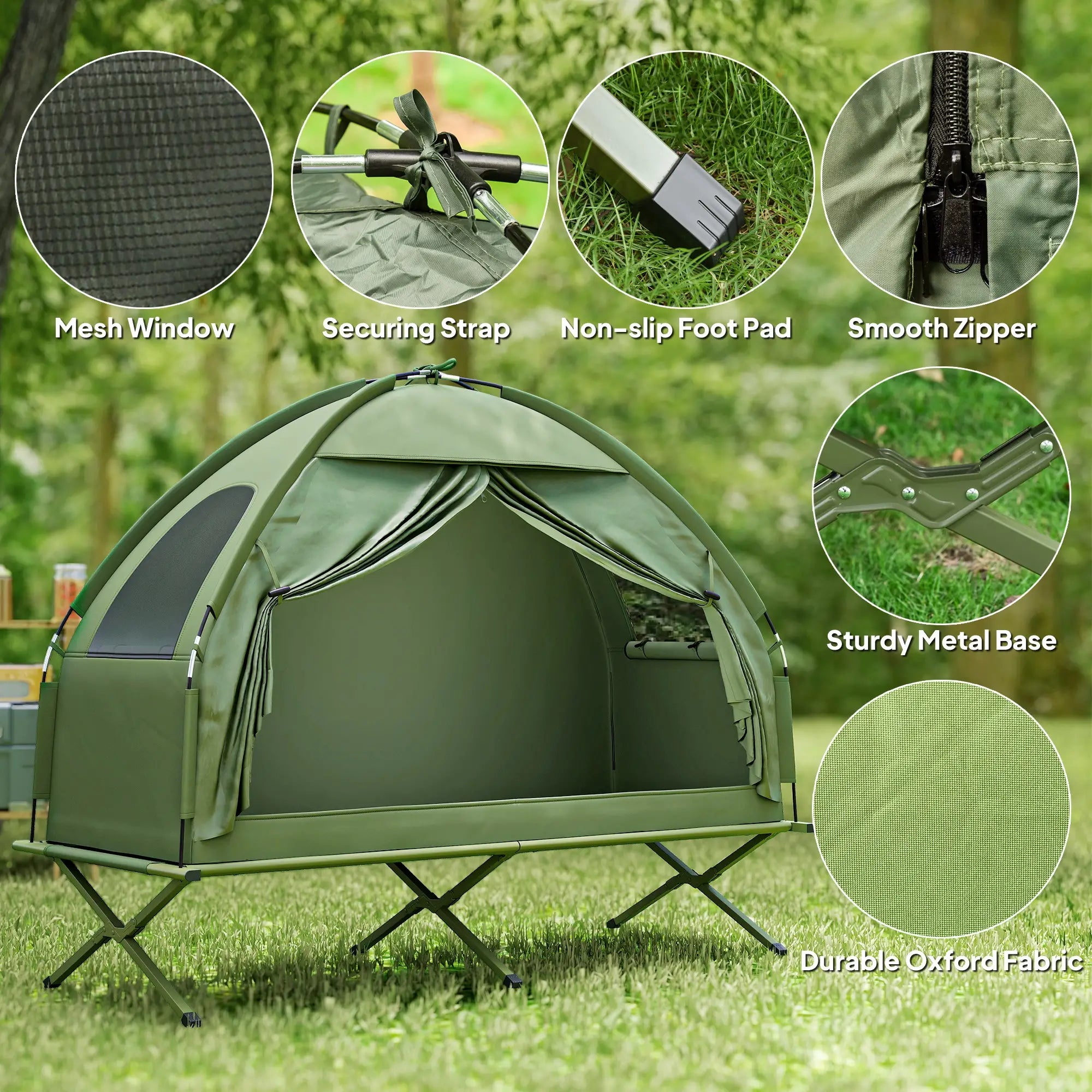 Compact Pop Up Folding Camping Cot Tent Combo, Dark Green Camping Tents at Gallery Canada