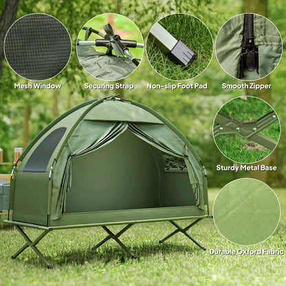 Compact Pop Up Folding Camping Cot Tent Combo, Dark Green Camping Tents at Gallery Canada