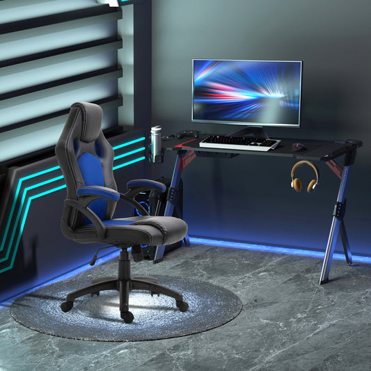 PU Leather Gaming Chair High Back Office Chair with Adjustable Height, Computer Gamer Chair, Blue - Gallery Canada