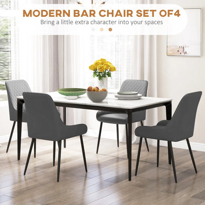 Modern Dining Chairs Set of 4, PU Leather, Metal Legs, Grey Bar Stools at Gallery Canada