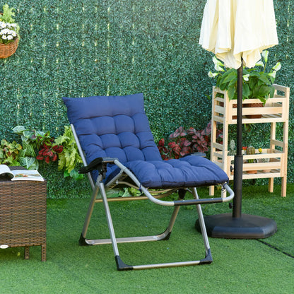 Reclining Zero Gravity Chair, Adjustable Backrest, Folding Garden Lounger, Dark Blue Lounger Chairs at Gallery Canada