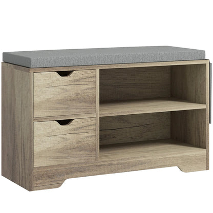 Upholstered Shoe Storage Bench With Seat, Drawer, Open Shelves, Grey Shoe Storage Cabinets & Racks Grey at Gallery Canada