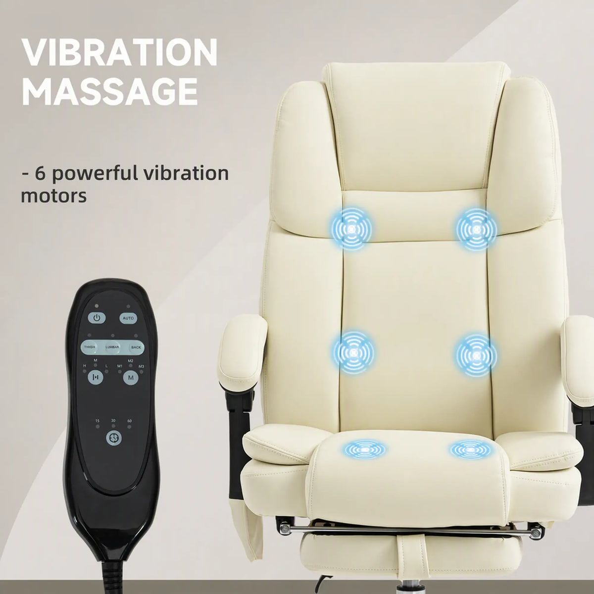 Reclining Massage Office Chair, 6-Point Vibration, Footrest, High Back, White Massage Chairs at Gallery Canada
