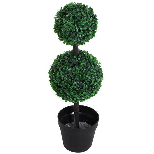 2 Ball Topiary Tree in Pot, Artificial Plant, Home Office Decor, Dark Green Artificial Trees Dark Green, Jet Black at Gallery Canada