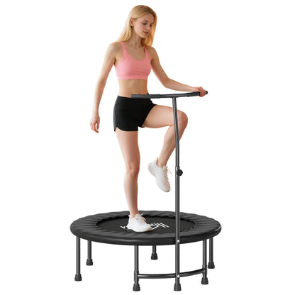 39" Mini Exercise Trampoline, Adjustable T-Bar, Indoor Fitness Rebounder, Black Trampolines Black at Gallery Canada