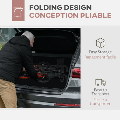 Senior Rollator with Seat, Back, Cane Holder, Adjustable Handle, Red Knee Walker & Wheelchair Ramps at Gallery Canada