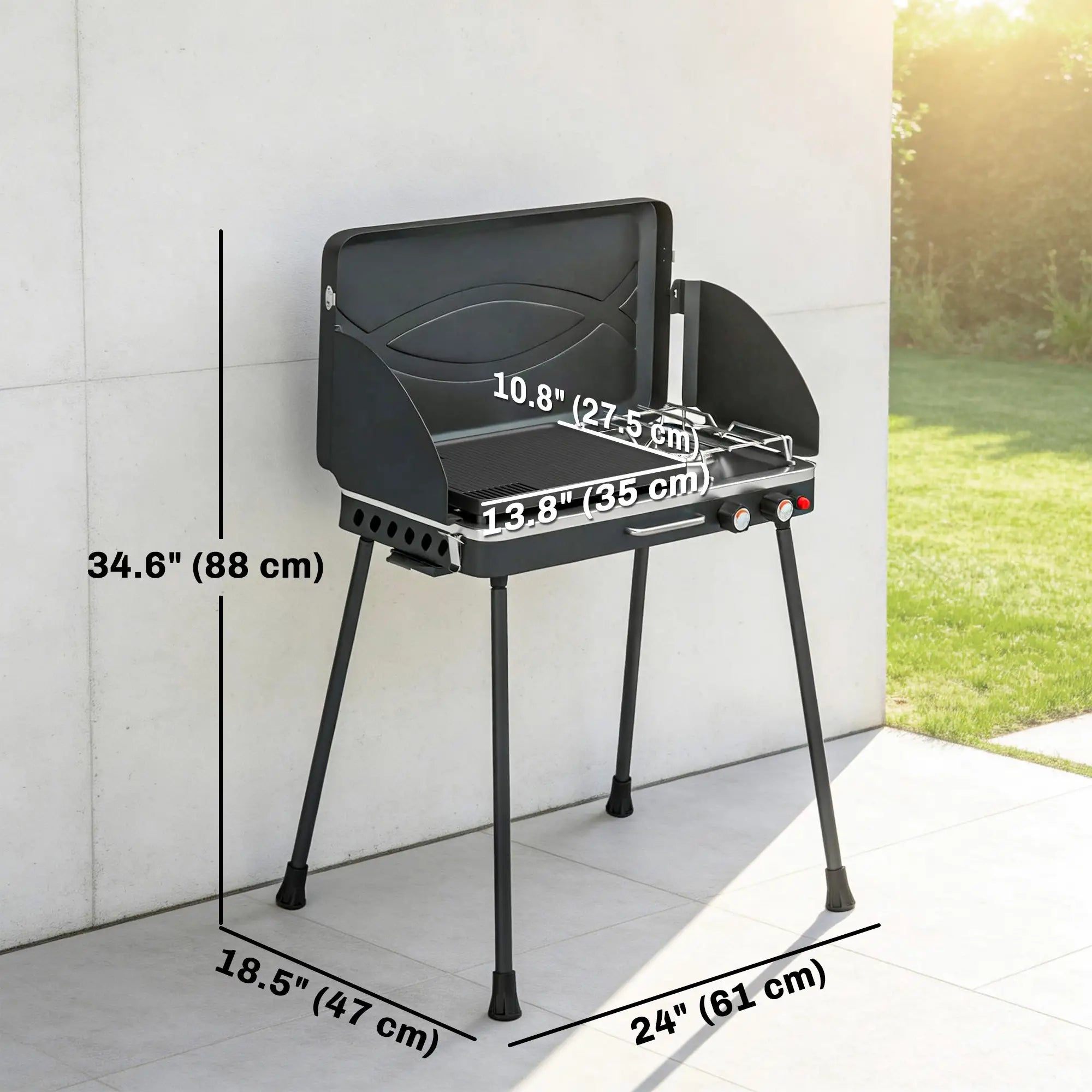 Camping Stove Gas Griddle Combo, 20,000 BTU, Portable, Black Propane Gas Grills at Gallery Canada