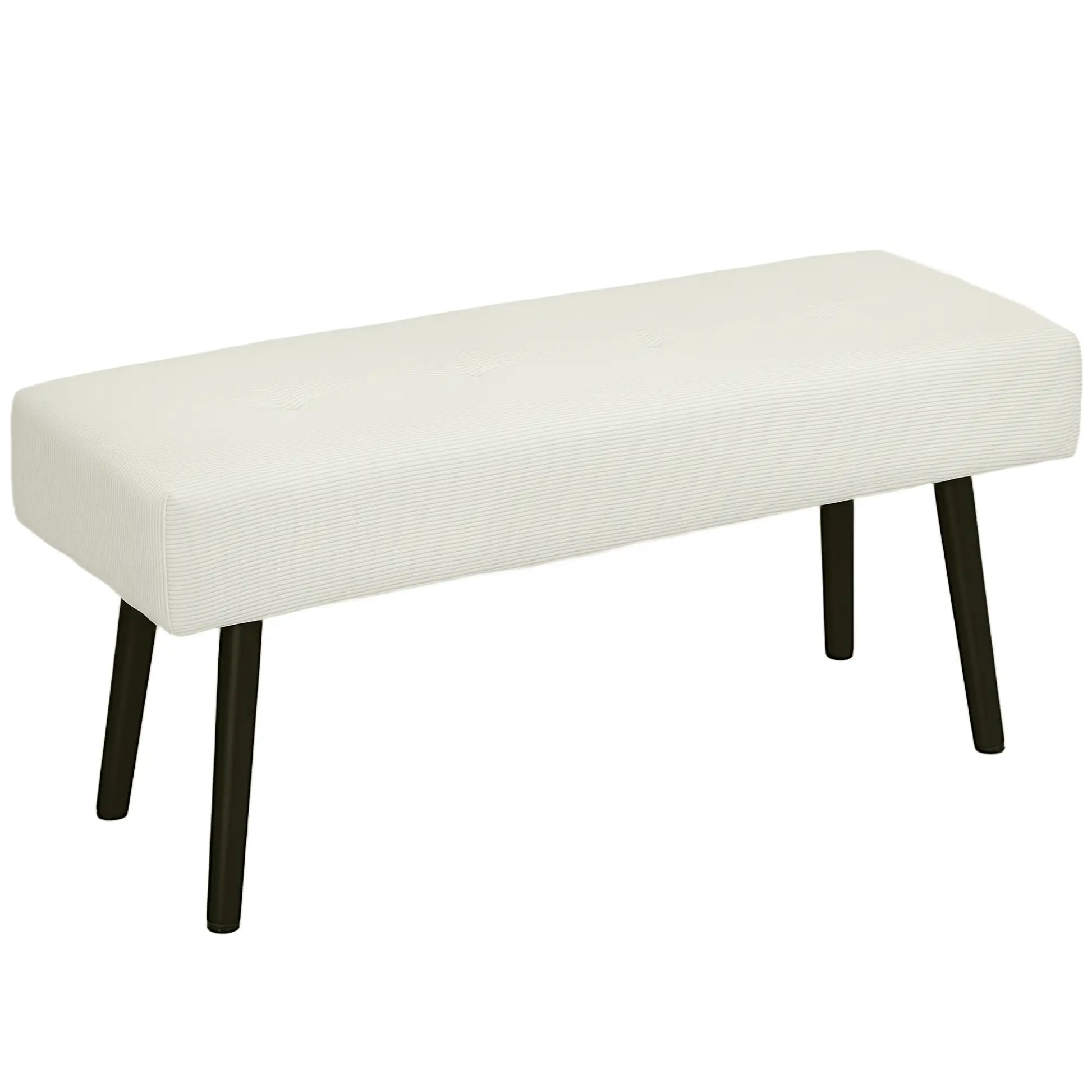 39" Upholstered Ottoman Bench, Corduroy, Cream White Storage Ottomans & Benches at Gallery Canada