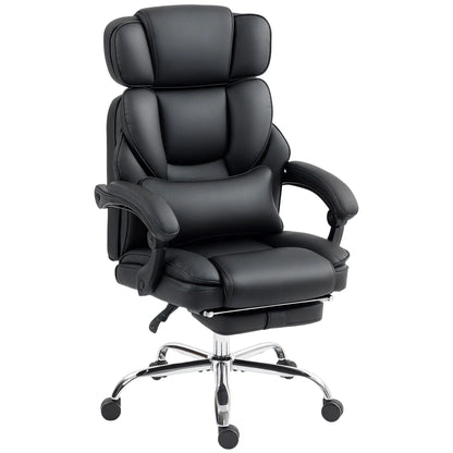 PU Leather Office Chair, Reclining with Footrest, Adjustable Headrest, Lumbar Support, Black Executive & Manager Chairs Black at Gallery Canada