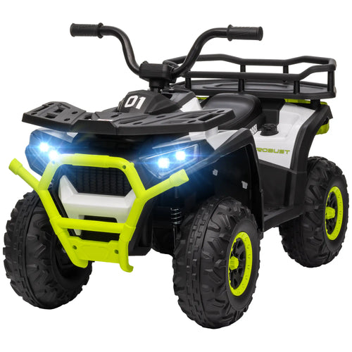Kids ATV, 12V Electric Ride-On Toy, Spring Suspension, Storage Basket, Green