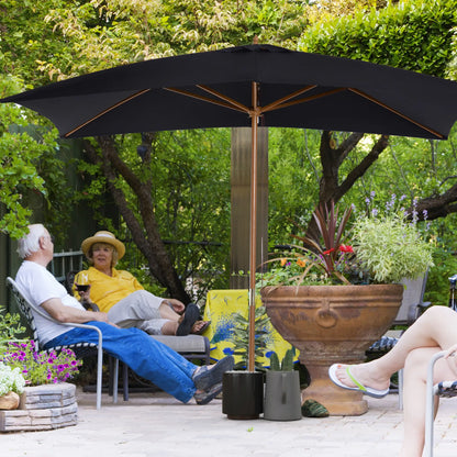 7' x 10' Wooden Patio Umbrella, Rectangle Garden Parasol, Outdoor Sunshade Canopy, Bamboo Ribs, Black Sun Umbrellas at Gallery Canada
