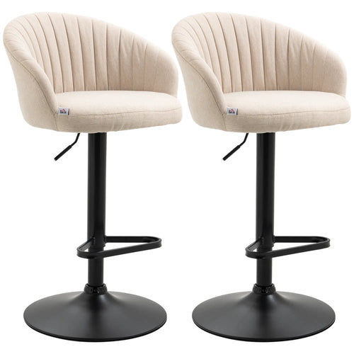 Swivel Counter Height Barstools Set of 2, Adjustable Height, Beige