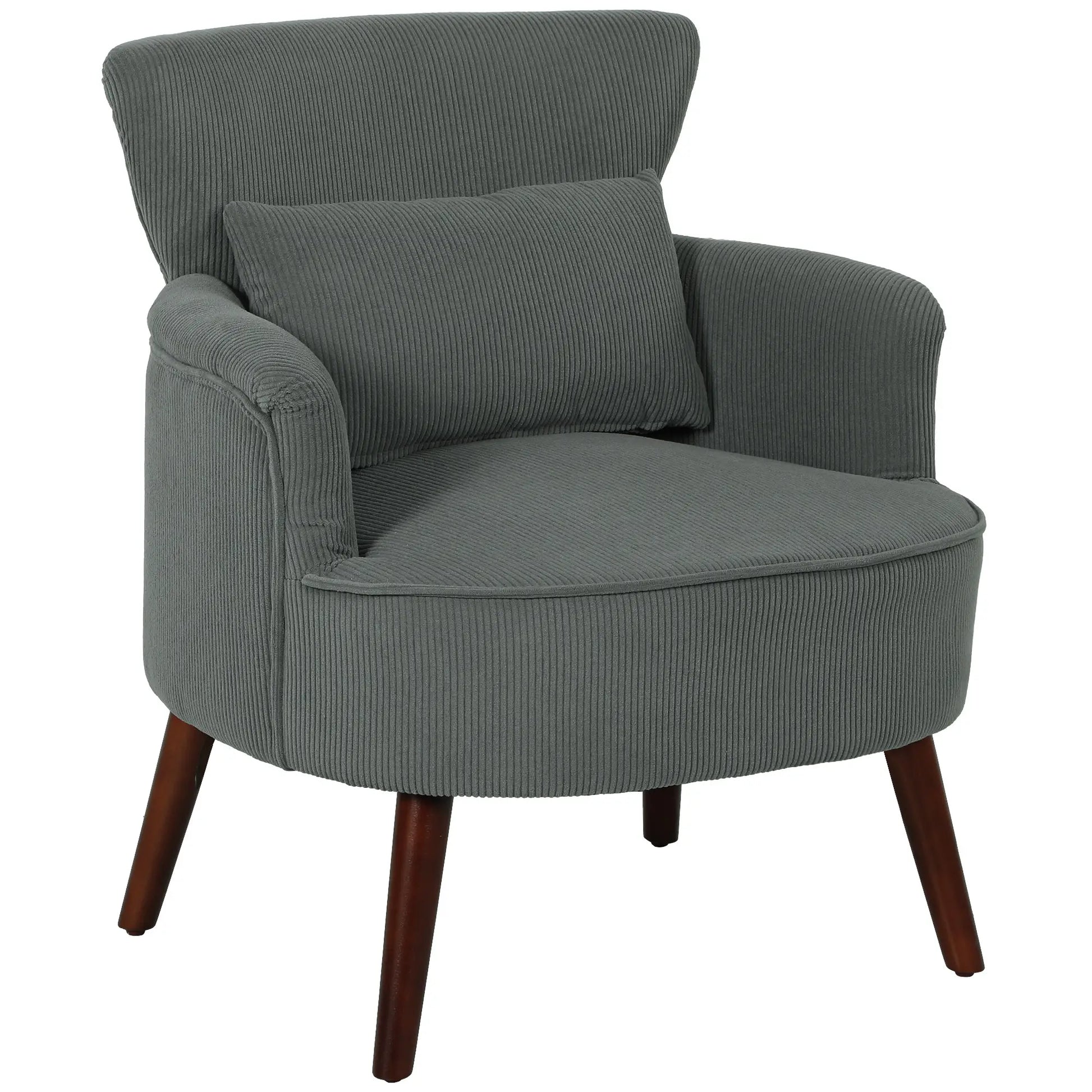 Modern Accent Chair, Upholstered Armchair, Solid Wood Legs, Lumbar Pillow, Grey Accent Chairs at Gallery Canada