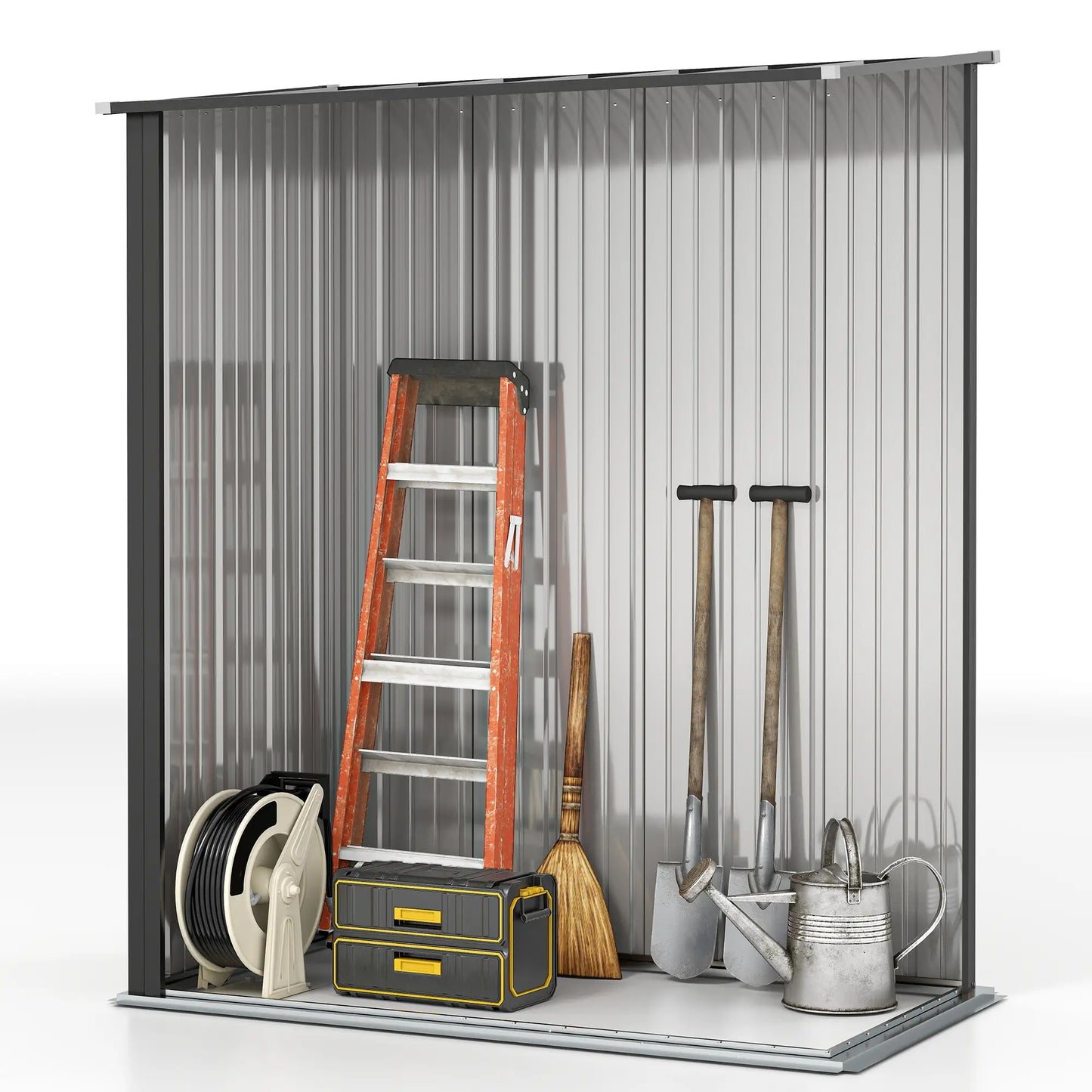 5' x 3' Outdoor Storage Shed, Steel Garden Shed, Lockable Door, Black Sheds at Gallery Canada