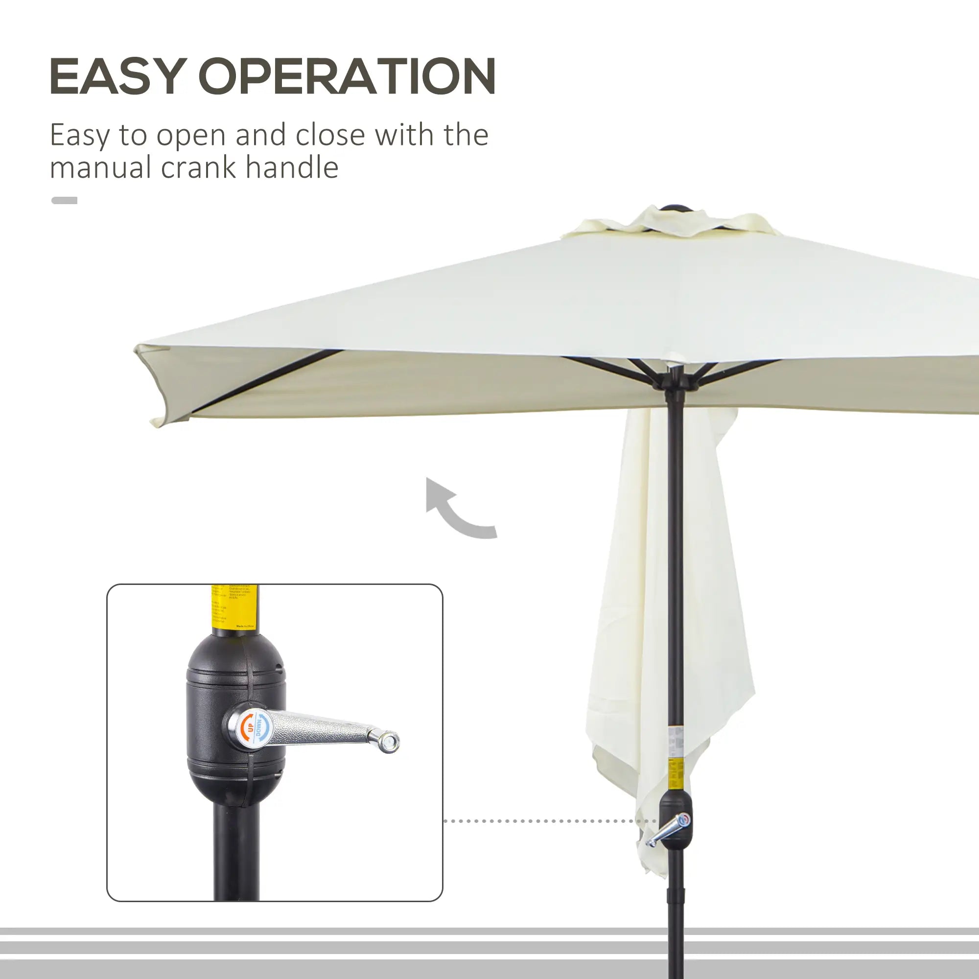 8ft Half Umbrella, Outdoor Balcony Parasol, 5 Ribs, Beige Sun Umbrellas at Gallery Canada