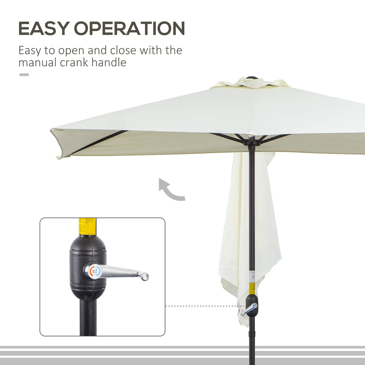 8ft Half Umbrella, Outdoor Balcony Parasol, 5 Ribs, Beige Sun Umbrellas at Gallery Canada