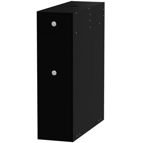 Space Saving Toilet Paper Cabinet, Narrow Bathroom Storage, Black