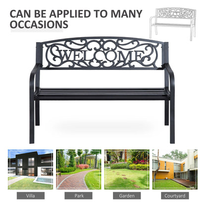 50" 2-Seater Garden Bench, Metal Outdoor Loveseat, Black Outdoor Benches at Gallery Canada