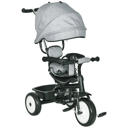Baby Tricycle 2 In 1 Baby Stroller Kid Trike with Adjustable Canopy Grey - Gallery Canada