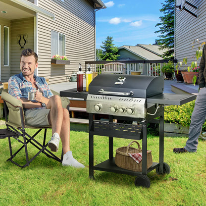 38,000 BTU Propane Gas Grill, 3 Burners, Side Burner, Warming Rack, Black Propane Gas Grills at Gallery Canada