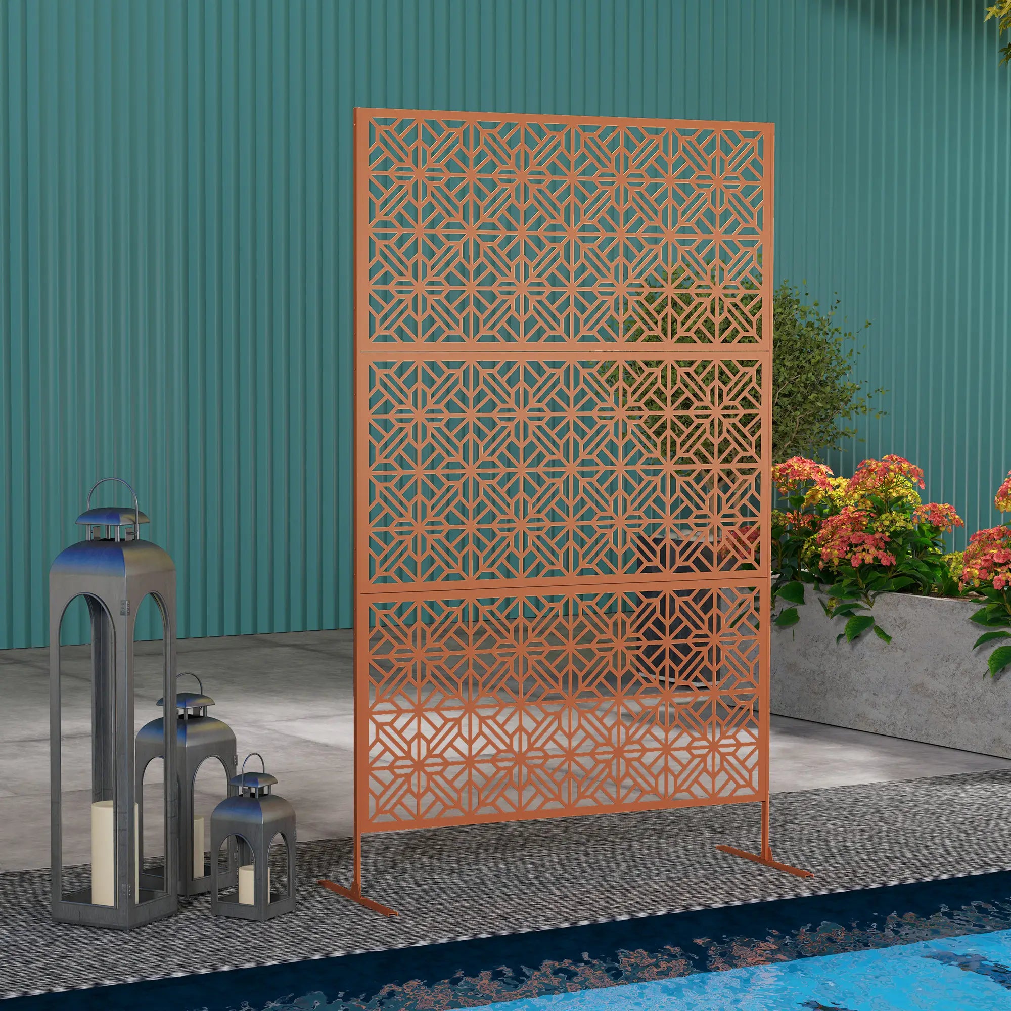 Outdoor Privacy Panel, Freestanding Metal Divider, Garden, Backyard, Deck, Brown Side Awnings at Gallery Canada