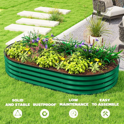 5' x 3' x 1' Galvanized Raised Garden Bed, Green Metal Planter Box, Green