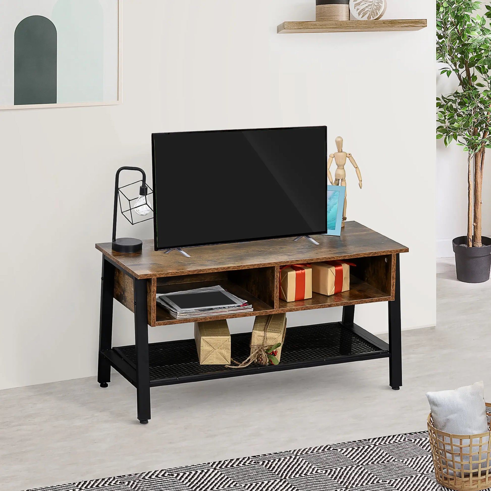 Industrial TV Stand, Console for 45'' Flat Screen, Rustic Brown TV Stands at Gallery Canada