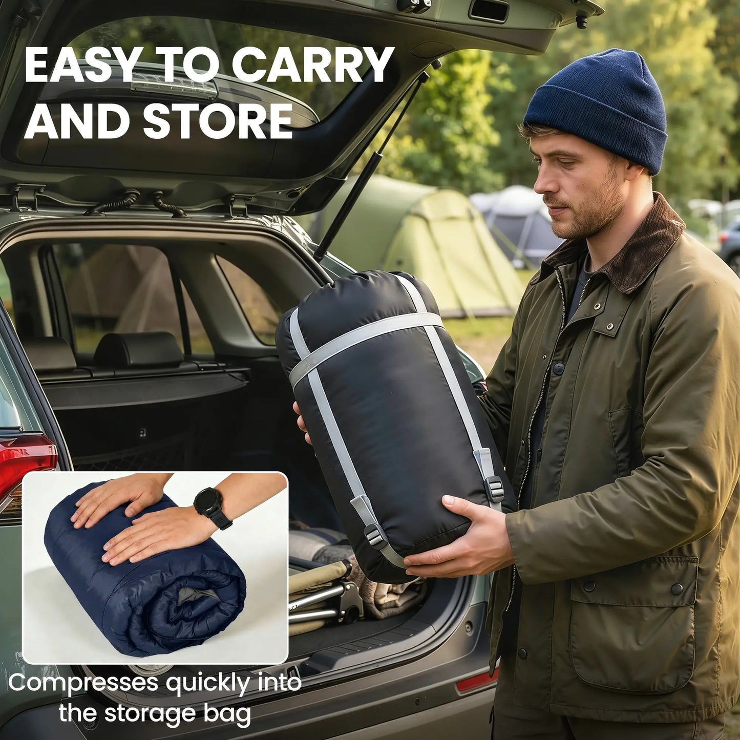 Queen Size Double Sleeping Bag For Adults, Cold Weather, Blue Camping Cots at Gallery Canada