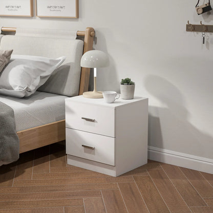 Modern Bedside Table with 2 Drawers, Nightstand, White Bedside Tables at Gallery Canada