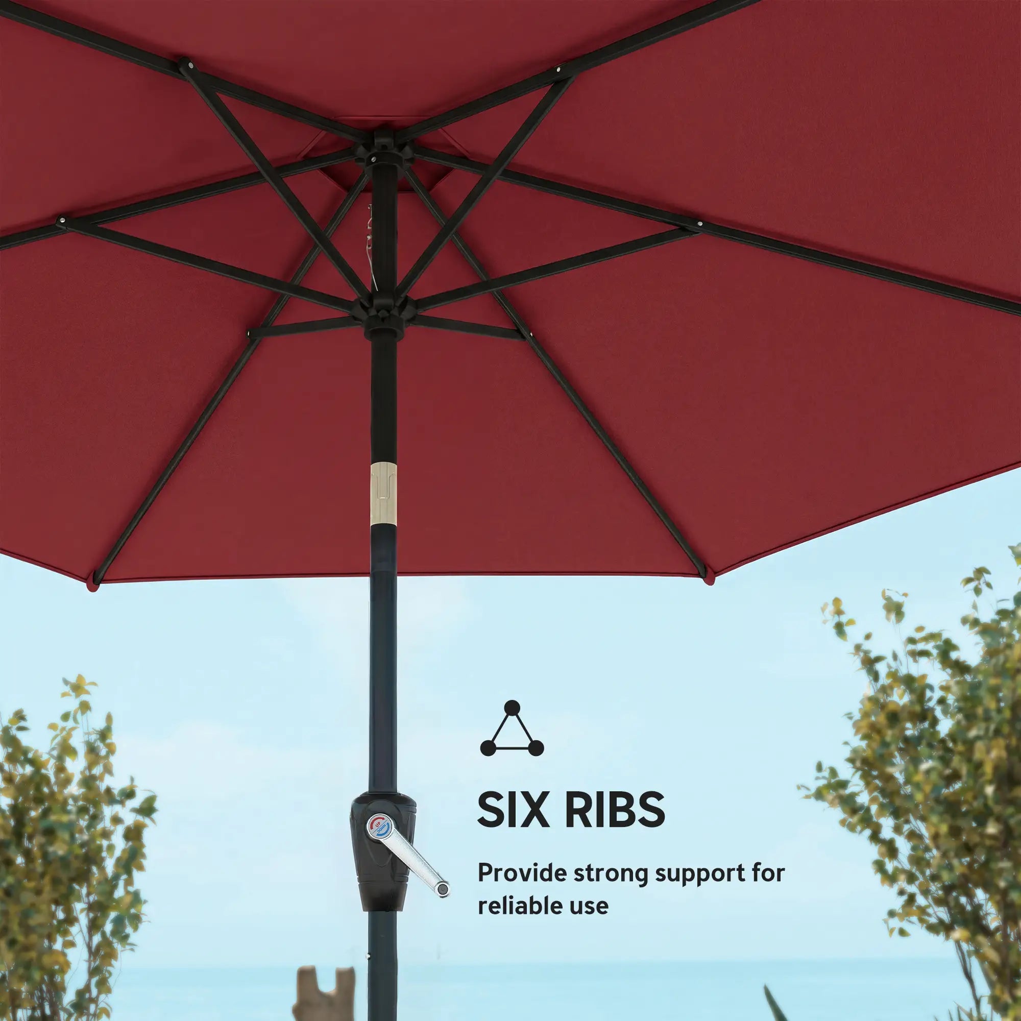9FT Patio Umbrella, Tilt Crank, 6 Ribs, UV Protection Sun Umbrellas at Gallery Canada