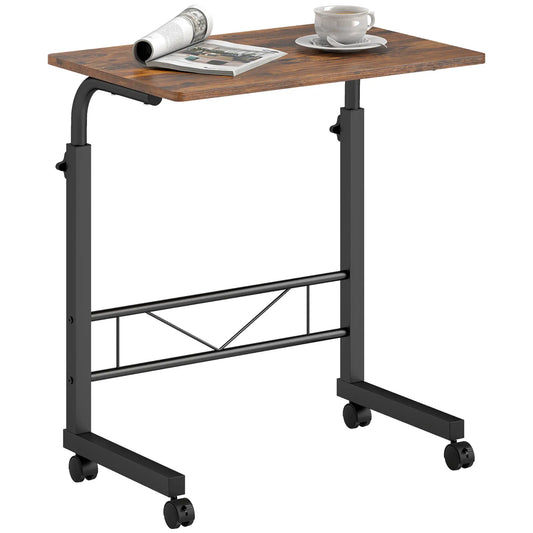 Mobile Standing Desk, Adjustable Height, 23.5 Inch, Rustic Brown, Brown Side Tables Rustic Brown at Gallery Canada