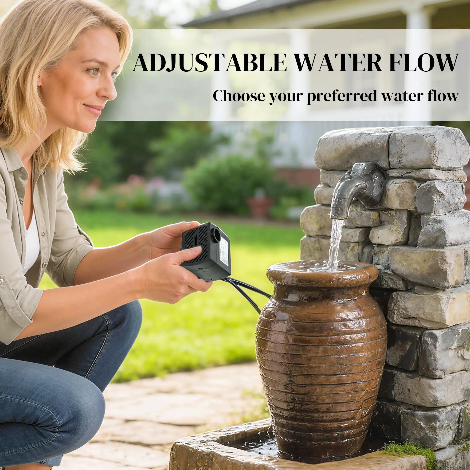 Outdoor Garden Fountain, Adjustable Water Flow, LED Lights, Rustic Urn Design Water Fountains at Gallery Canada