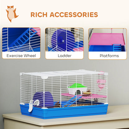 Cage à hamster de 18,5" avec roue, biberon et bol, 2 étages
