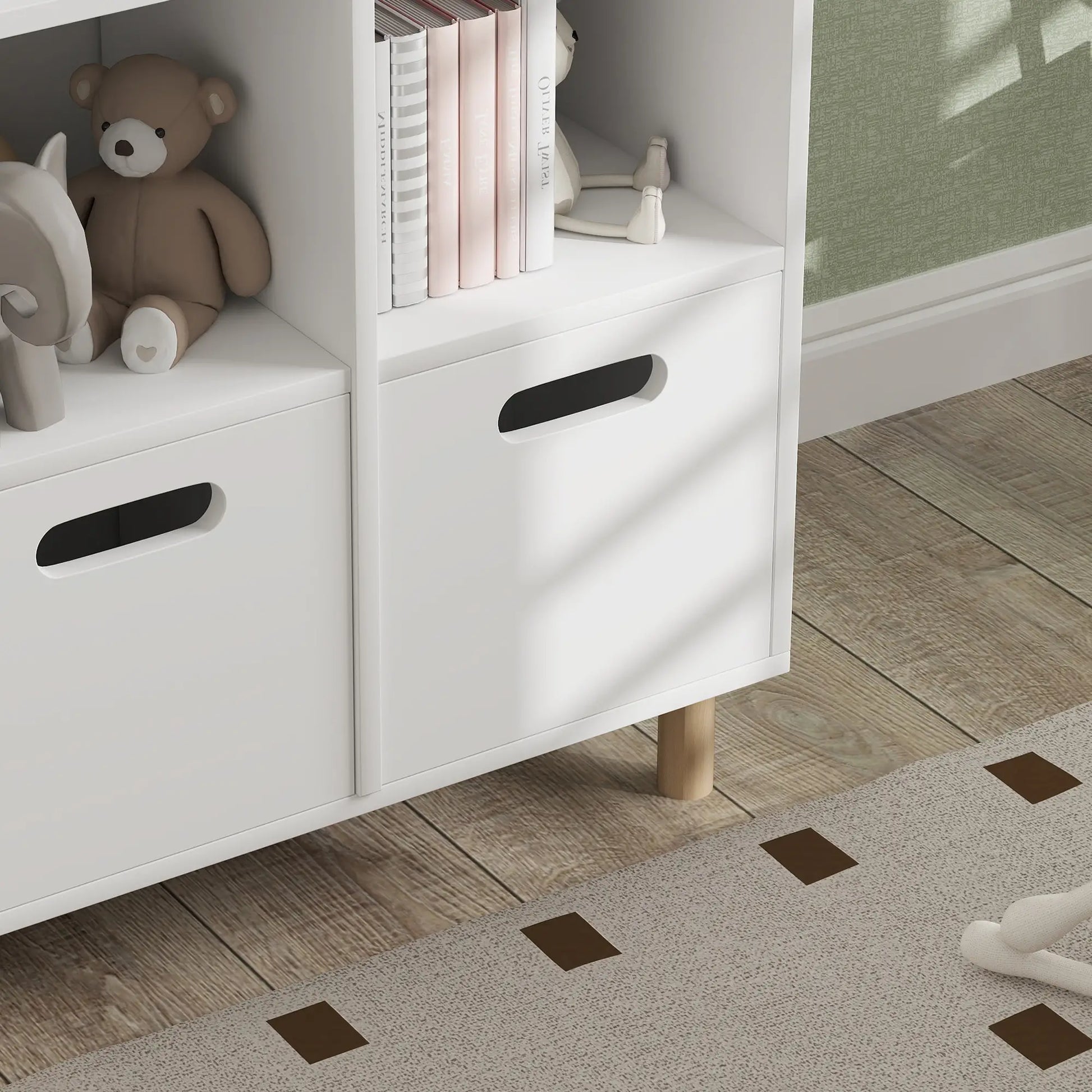 3 Tier Kids Bookshelf, 2 Drawers, for Bedroom, White Small Bookshelves at Gallery Canada