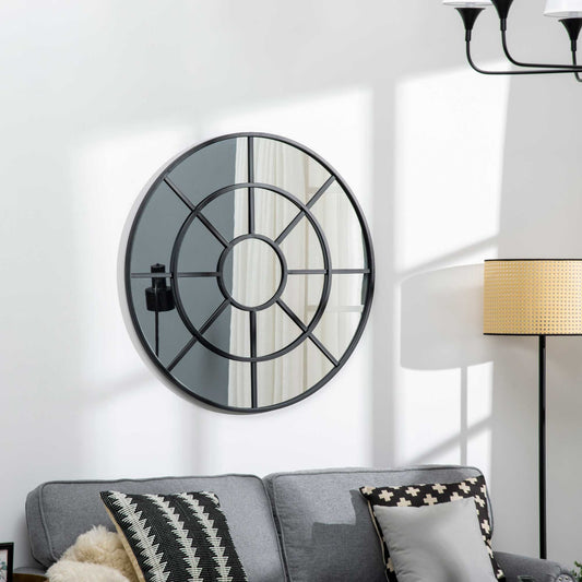 36" x 36" Modern Round Wall Mirror, Decorative Mirror for Living Room, Bedroom, Entryway, Home Decor, Black - Gallery Canada