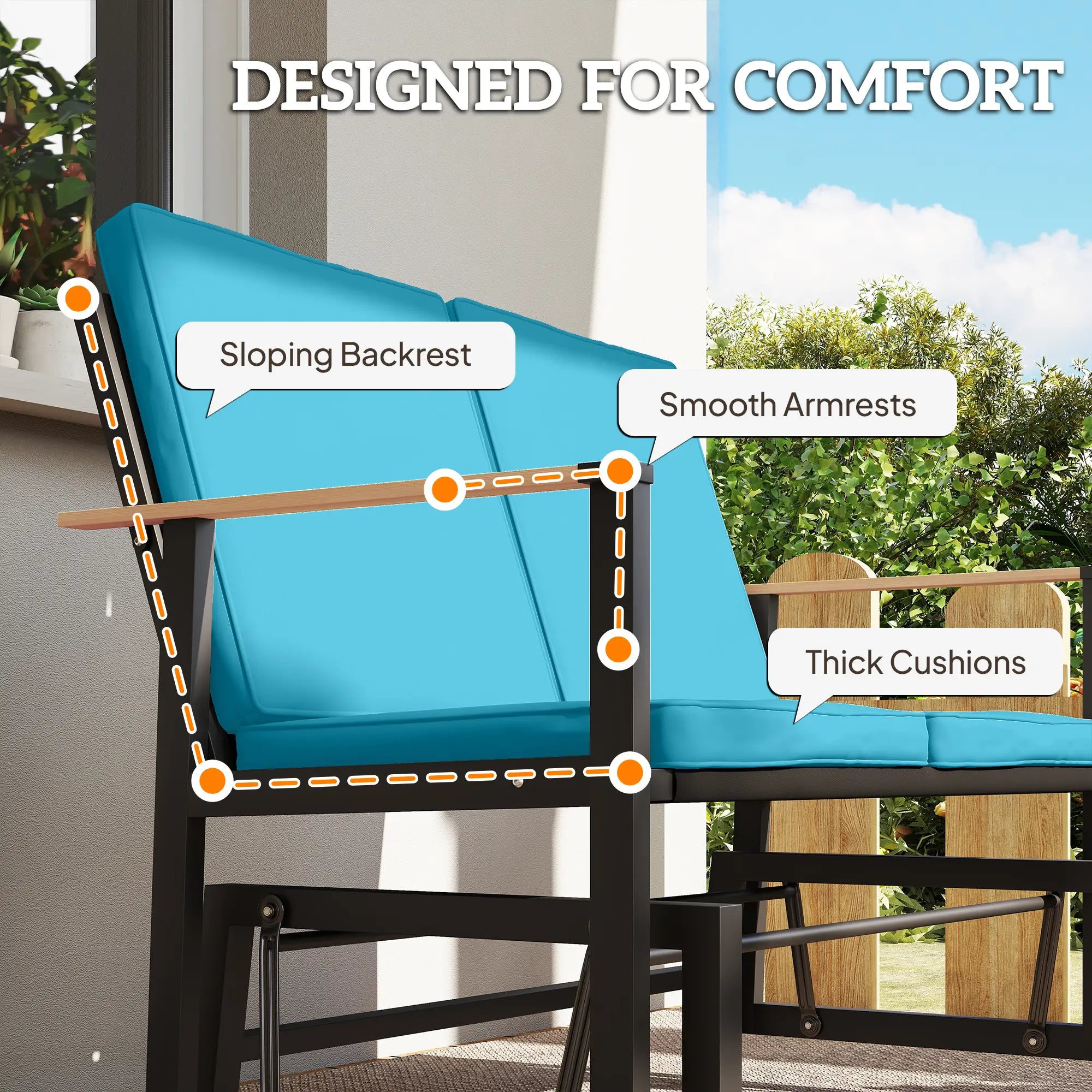 Outdoor Glider Bench For 2, With Thick Cushions, Navy Blue Outdoor Gliders at Gallery Canada