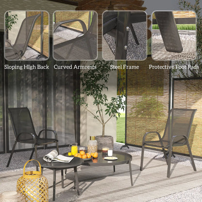 Outdoor Dining Chairs Set of 2, Stackable, High Back, Black Patio Chairs at Gallery Canada