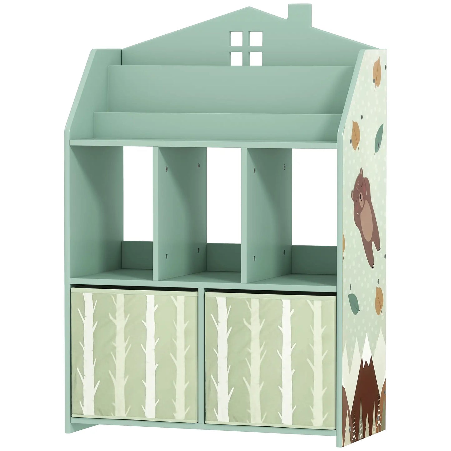 Kids Bookshelf With Storage, Toy Storage Unit, Green Baby & Kids Storage Green at Gallery Canada