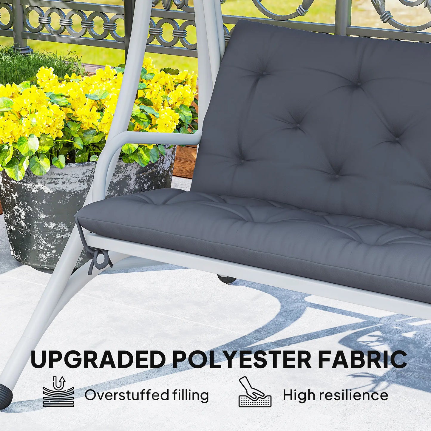 Porch Swing Cushion, Garden Bench Cushion with Backrest, Non-Slip, 39.4" x 38.6", Dark Grey Patio Chair Cushions at Gallery Canada