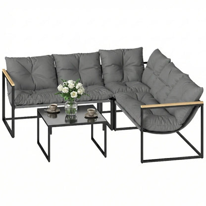 4 Piece Patio Furniture Set With Thick Cushions, Coffee Table, Grey Patio Furniture Sets Grey, Black at Gallery Canada